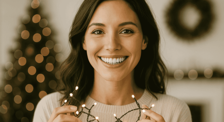 professional teeth whitening before Christmas photos